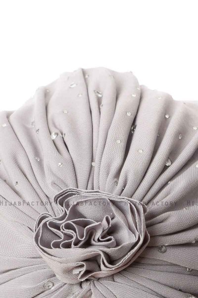 Shereen - Lysegrå Crepe Chiffon Turban - Sehr-i Sal