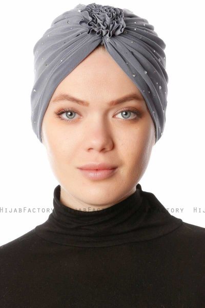 Shereen - Mørkegrå Crepe Chiffon Turban - Sehr-i Sal