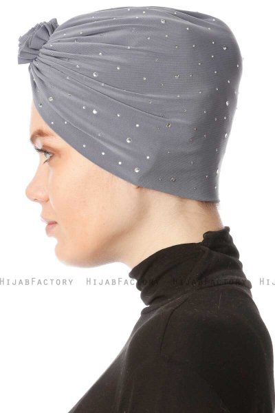 Shereen - Mørkegrå Crepe Chiffon Turban - Sehr-i Sal