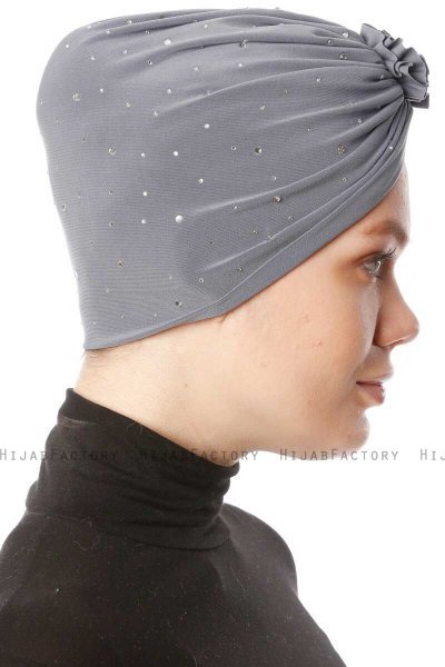 Shereen - Mørkegrå Crepe Chiffon Turban - Sehr-i Sal
