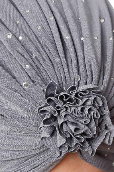 Shereen - Mørkegrå Crepe Chiffon Turban - Sehr-i Sal