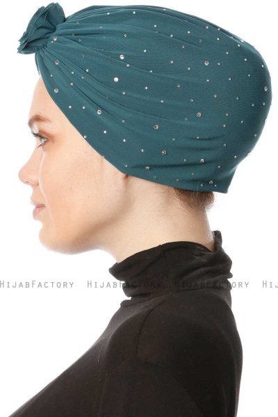 Shereen - Mørkegrøn Crepe Chiffon Turban - Sehr-i Sal