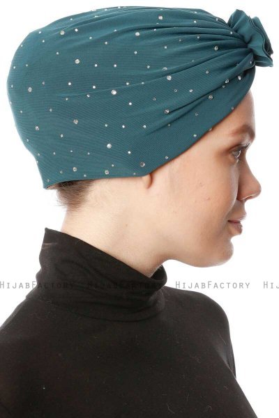 Shereen - Mørkegrøn Crepe Chiffon Turban - Sehr-i Sal