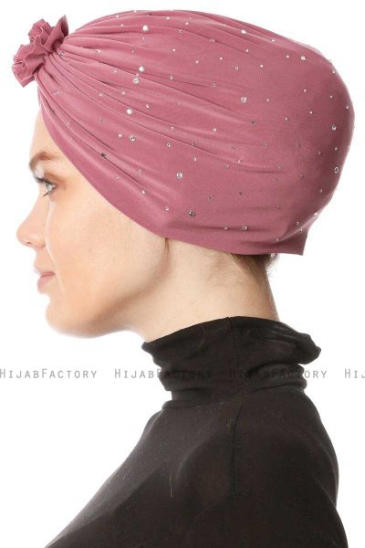 Shereen - Mørkrosa Crepe Chiffon Turban - Sehr-i Sal