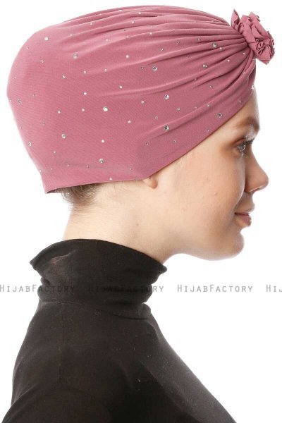 Shereen - Mørkrosa Crepe Chiffon Turban - Sehr-i Sal
