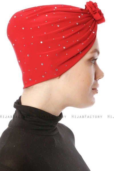 Shereen - Rød Crepe Chiffon Turban - Sehr-i Sal