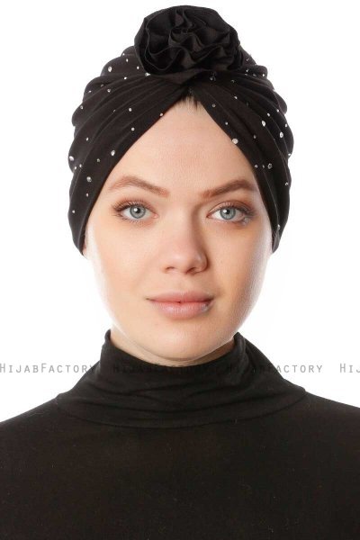 Shereen - Sort Crepe Chiffon Turban - Sehr-i Sal