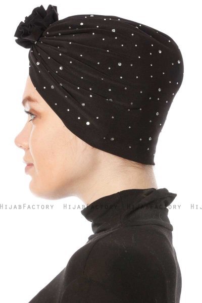 Shereen - Sort Crepe Chiffon Turban - Sehr-i Sal