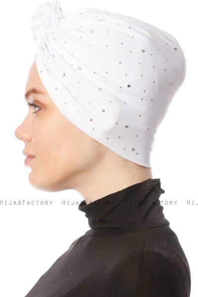Shereen - Hvid Crepe Chiffon Turban - Sehr-i Sal