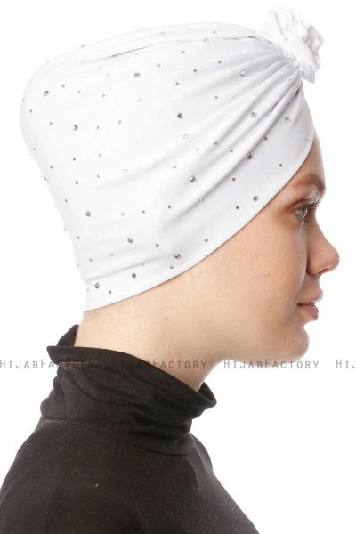 Shereen - Hvid Crepe Chiffon Turban - Sehr-i Sal