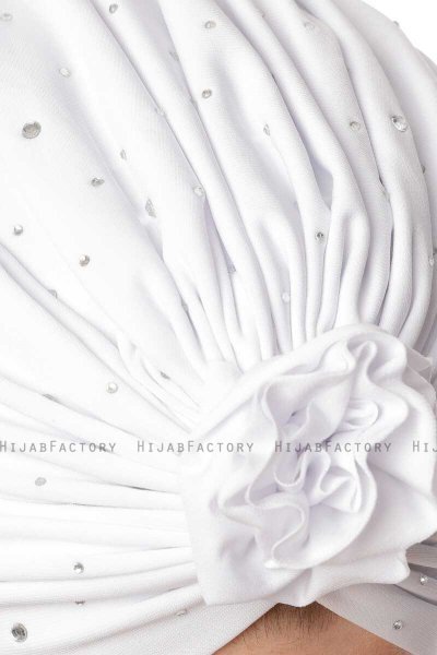 Shereen - Hvid Crepe Chiffon Turban - Sehr-i Sal