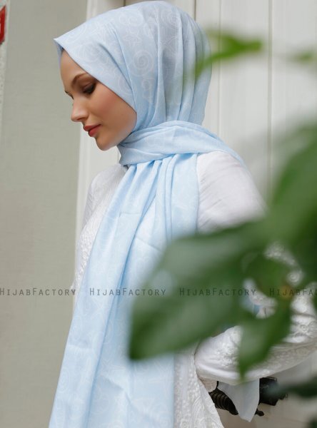 Yumna - Lyseblå Mønstrede Hijab