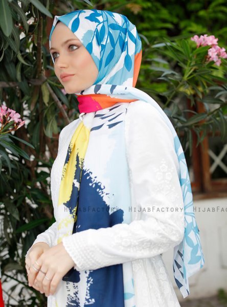 Yumna - Turkis Mønstrede Hijab