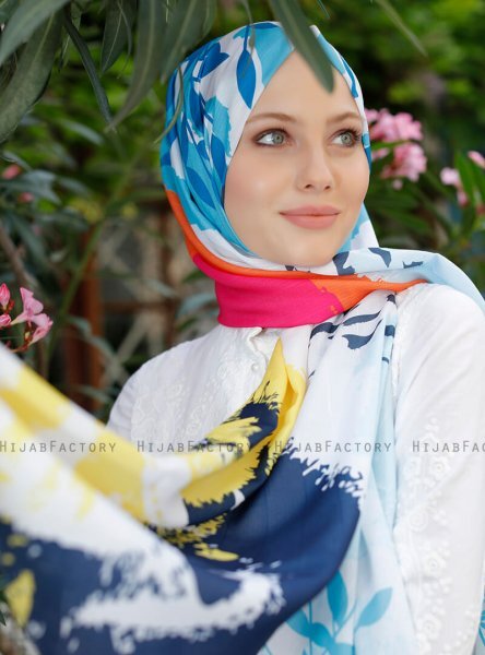 Yumna - Turkis Mønstrede Hijab
