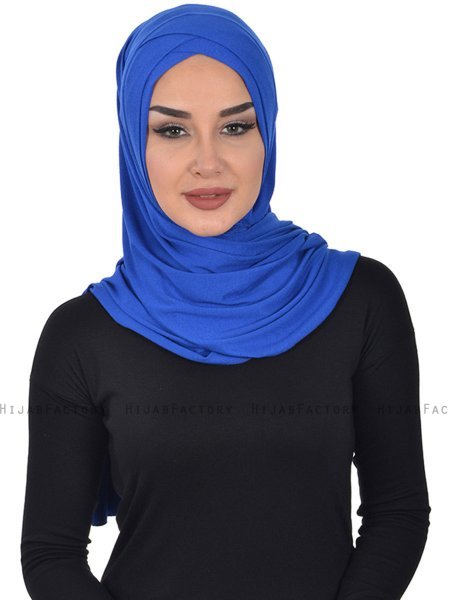 Sofia - Blå Praktisk Bumuld Hijab