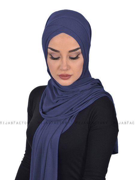 Sofia - Marine Blå Praktisk Bumuld Hijab