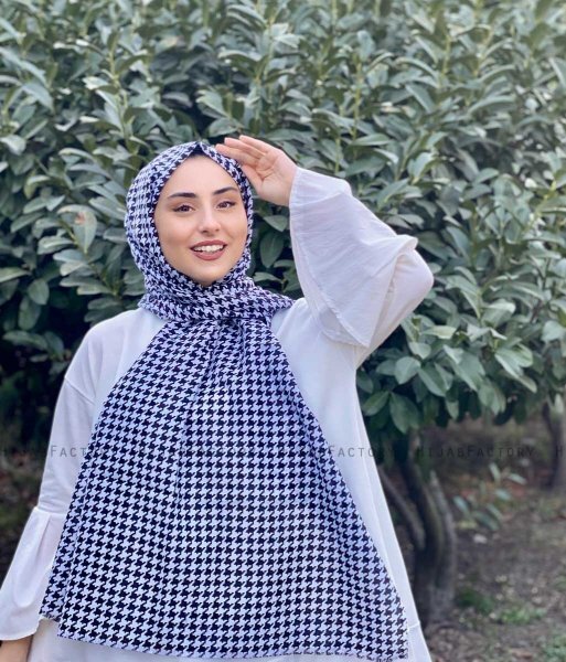 Soheila - Sort & Hvid Mønstred Bomuld Hijab