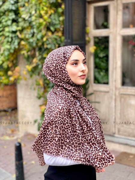 Suha - Brun Leopard Mønstred Bomuld Hijab