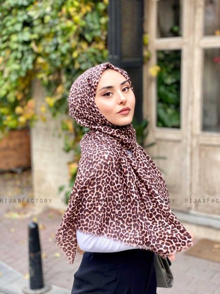 Suha - Brun Leopard Mønstred Bomuld Hijab