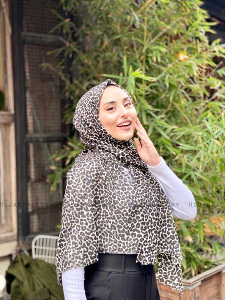 Suha - Khaki Leopard Mønstred Bomuld Hijab
