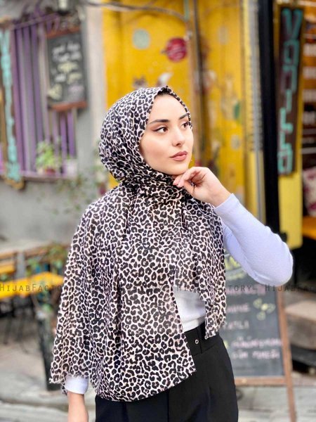 Suha - Taupe Leopard Mønstred Bomuld Hijab
