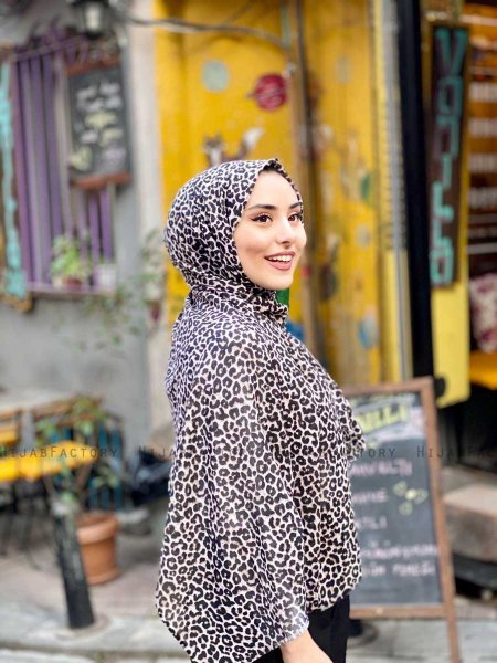 Suha - Taupe Leopard Mønstred Bomuld Hijab