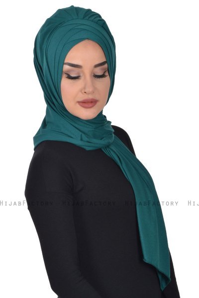 Tamara - Mørkegrøn Praktisk Bumuld Hijab
