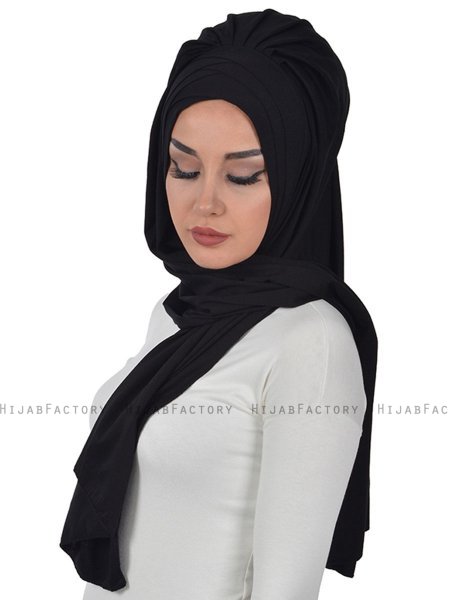 Tamara - Sort Praktisk Bumuld Hijab