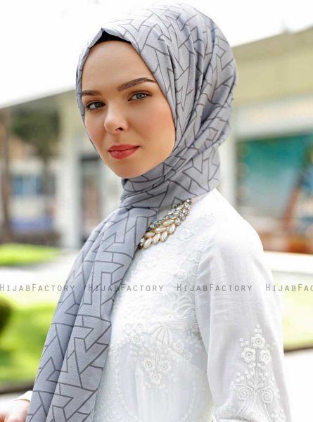 Tharaa - Grå Mønstrede Hijab - Sal Evi
