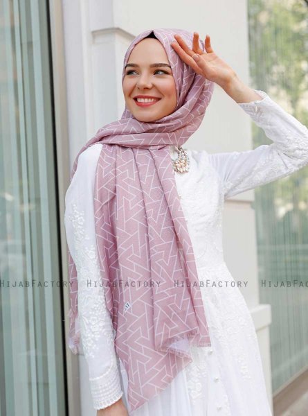 Tharaa - Pink Mønstrede Hijab - Sal Evi