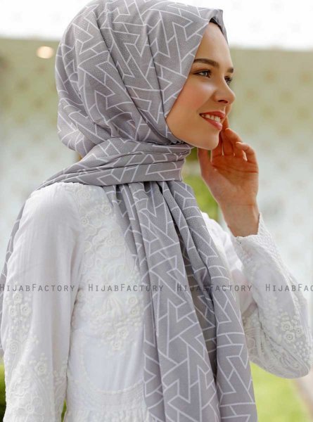 Tharaa - Sølv Mønstrede Hijab - Sal Evi