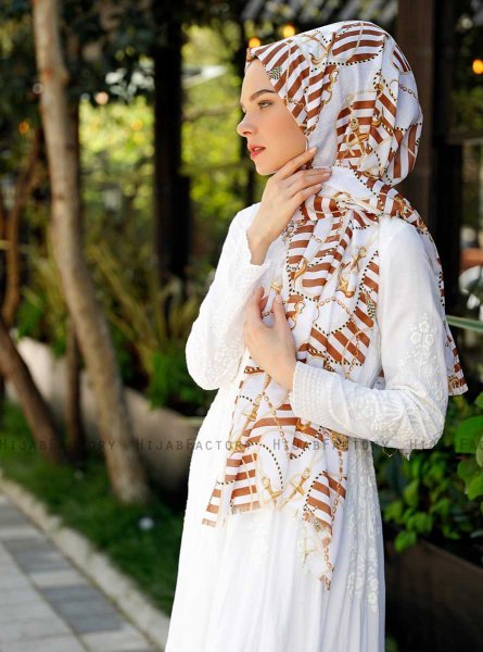 Ulima - Brun Mønstrede Hijab - Sal Evi