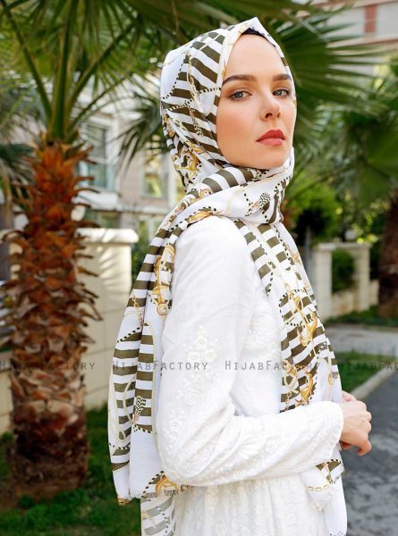Ulima - Khaki Mønstrede Hijab - Sal Evi
