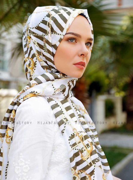 Ulima - Khaki Mønstrede Hijab - Sal Evi