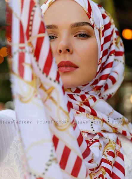Ulima - Rød Mønstrede Hijab - Sal Evi