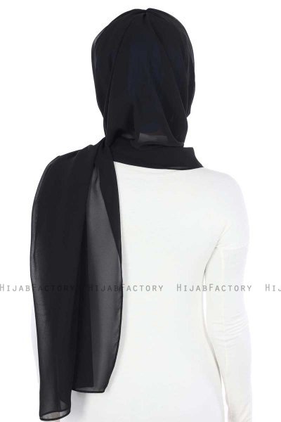 Vera - Blå & Sort Praktisk Chiffon Hijab