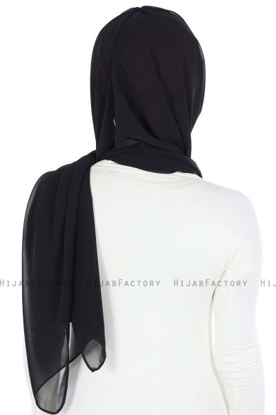Vera - Bordeaux & Sort Praktisk Chiffon Hijab