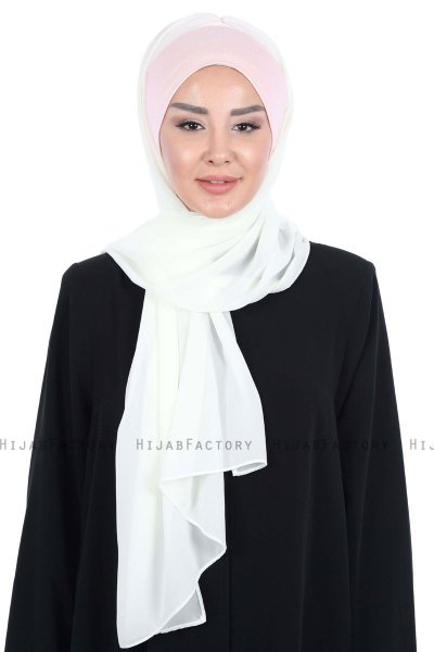 Vera - Gammelrosa & Creme Praktisk Chiffon Hijab