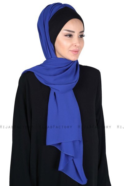 Vera - Sort & Blå Praktisk Chiffon Hijab