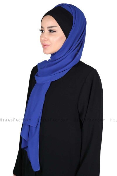 Vera - Sort & Blå Praktisk Chiffon Hijab