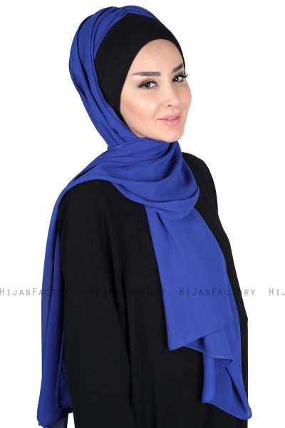 Vera - Sort & Blå Praktisk Chiffon Hijab