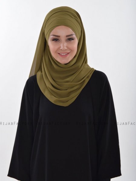 Viola Khaki Chiffon Hijab Ayse Turban 325512a