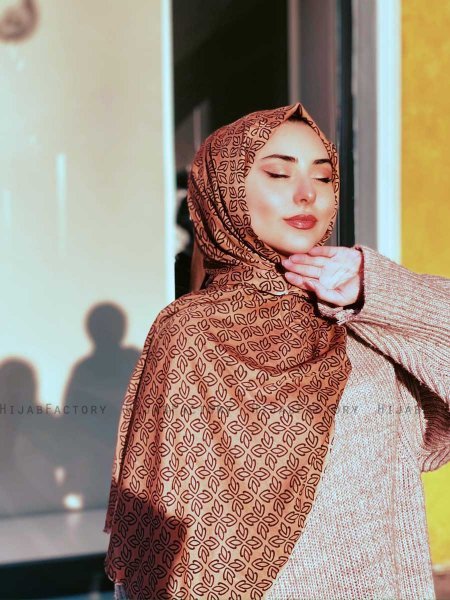 Wahida - Kanel Mønstred Bomuld Hijab - Mirach