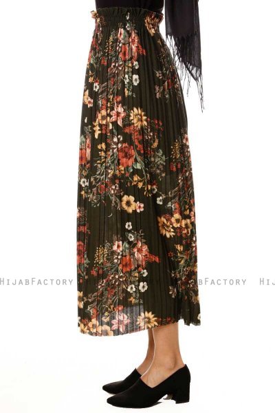 Yamina - Blomstret Khaki Nederdele - Burun