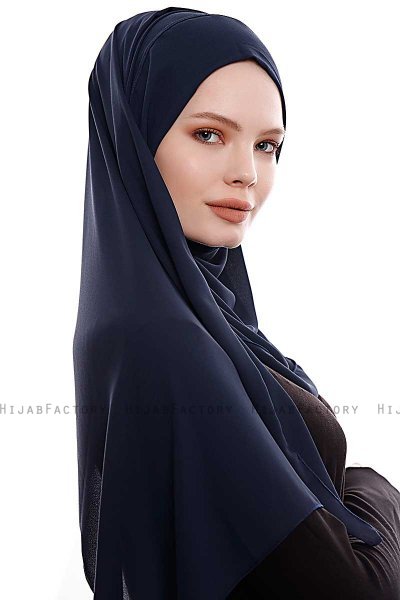 Yara - Marine Blå Praktisk One Piece Crepe Hijab