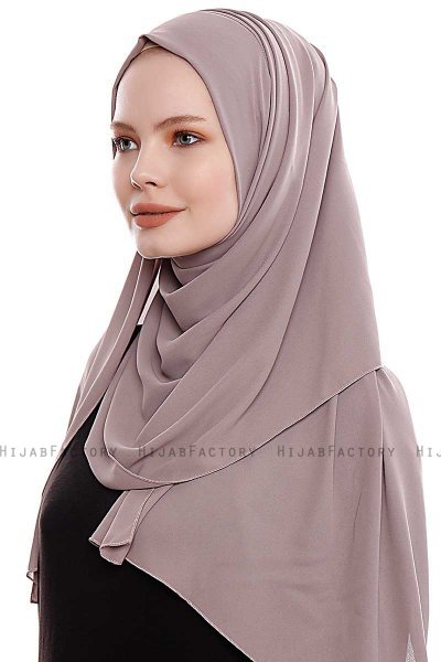 Yara - Mørk Taupe Praktisk One Piece Crepe Hijab