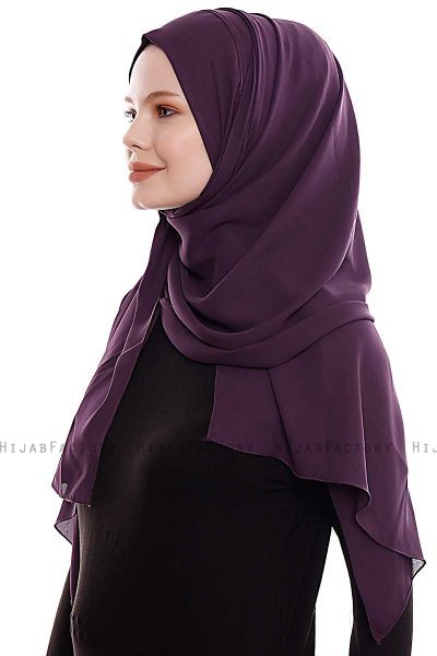 Yara - Mørke Lilla Praktisk One Piece Crepe Hijab