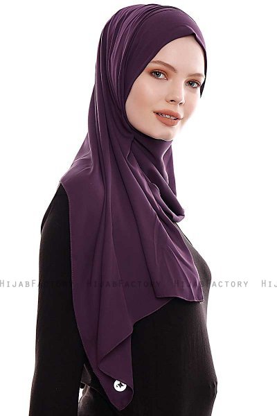 Yara - Mørke Lilla Praktisk One Piece Crepe Hijab