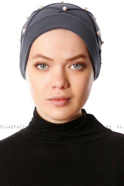Yaren - Anthracite Crepe Chiffon Turban - Sehr-i Sal