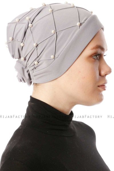 Yaren - Grå Crepe Chiffon Turban - Sehr-i Sal